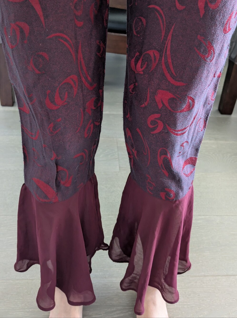 Women's Burgundy Patterned Pants